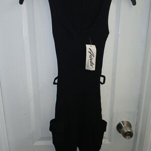 Ardo Fashion Black Romper, Ribbed Knit, Sleeveless, Stretchy, Sz 3(M) No Belt
